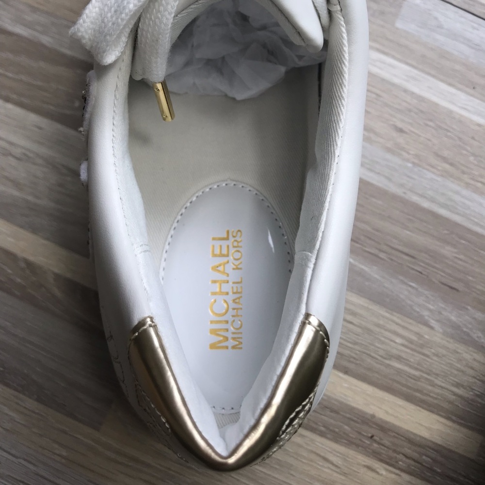 Michael Kors Poppy Lace Up Napa Optic Pale Gold W - Picture 8 of 8